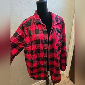 Faded Glory Toddler Red and Black Button Down Shirt